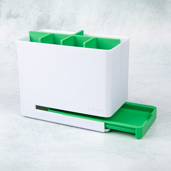 Large anti mould bathroom toothbrush caddy green drip tray out
