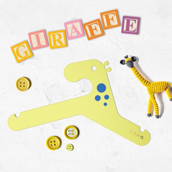 Kids clothes hanger yellow giraffe accessories