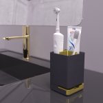 Premium small anti mould bathroom toothbrush caddy in use