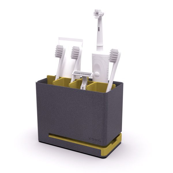 Premium large anti mould bathroom toothbrush caddy in use