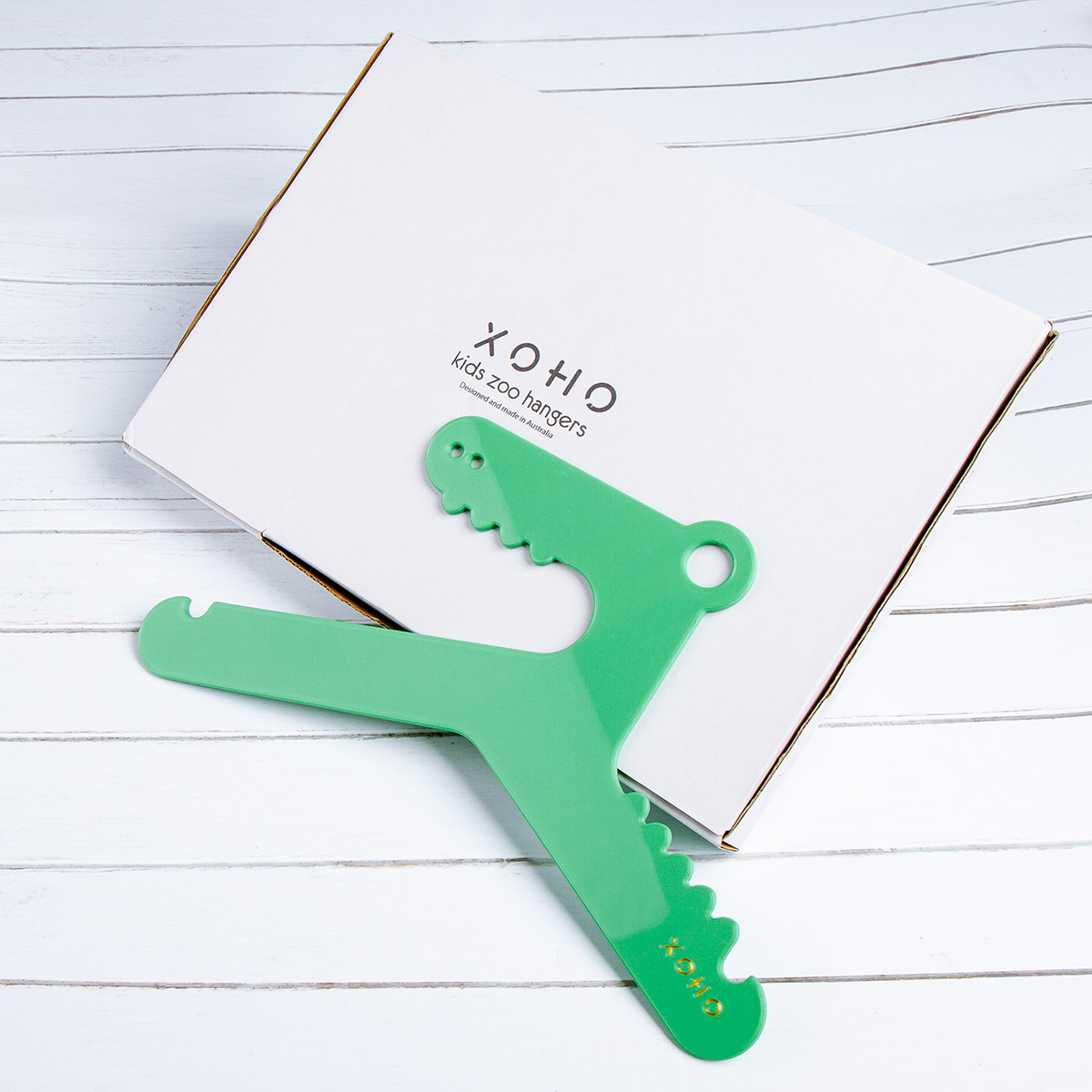designer Kids hanger green crocodile box