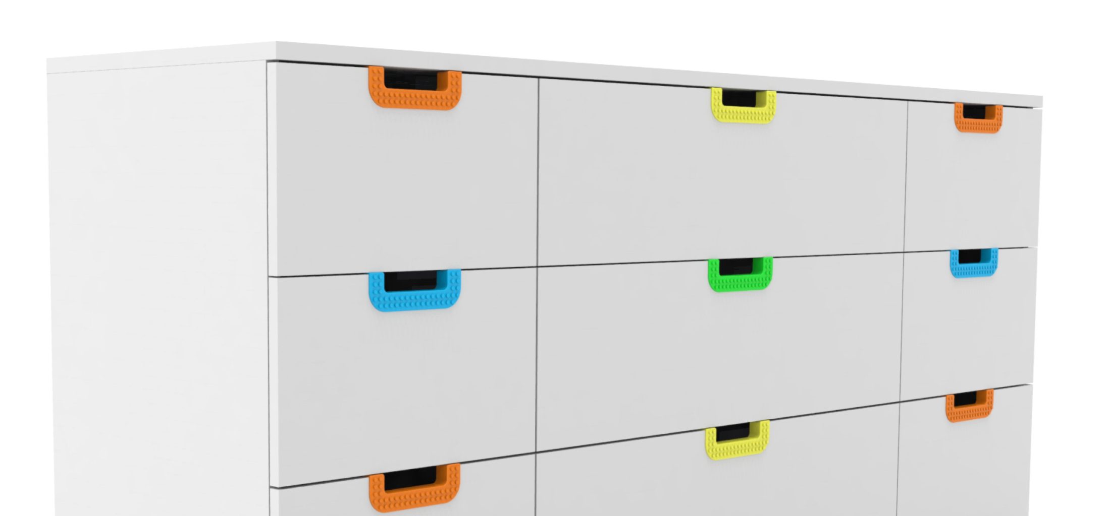 3d printed handles on ikea nordli drawers