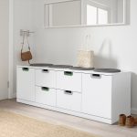 ikea nordli drawers with colour handles in bedroom