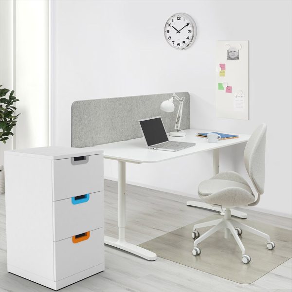 ikea nordli drawers with colour handles in home office