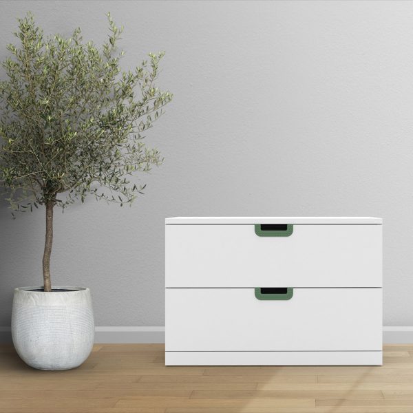 ikea nordli drawers with colour handles in use