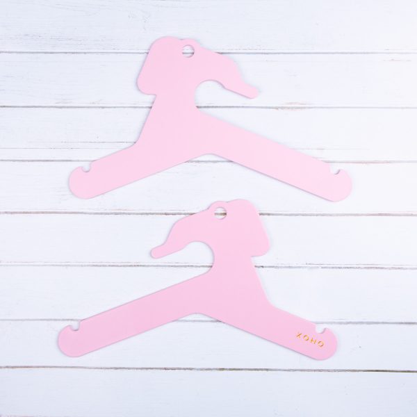 Kids clothes hanger pink elephant front and back